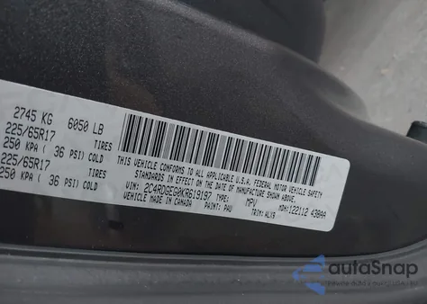 2019 Dodge Grand Caravan Gt z USA, uszkodzony, nr VIN 2C4RDGEG0KR619197